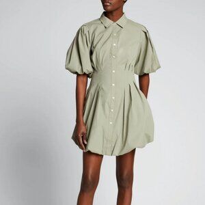 Jonathan Simkhai Cleo Poplin Mini Balloon Dress in Thyme